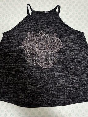 Rebel Sugar Black Marble Elephant Halter Tank Top